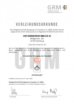 Gebäudeservice Hamburg - GRM Verleihungsurkunde